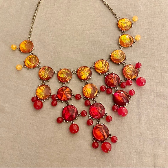 Orange and Red Topaz Inspired Necklace - Picture 3 of 4